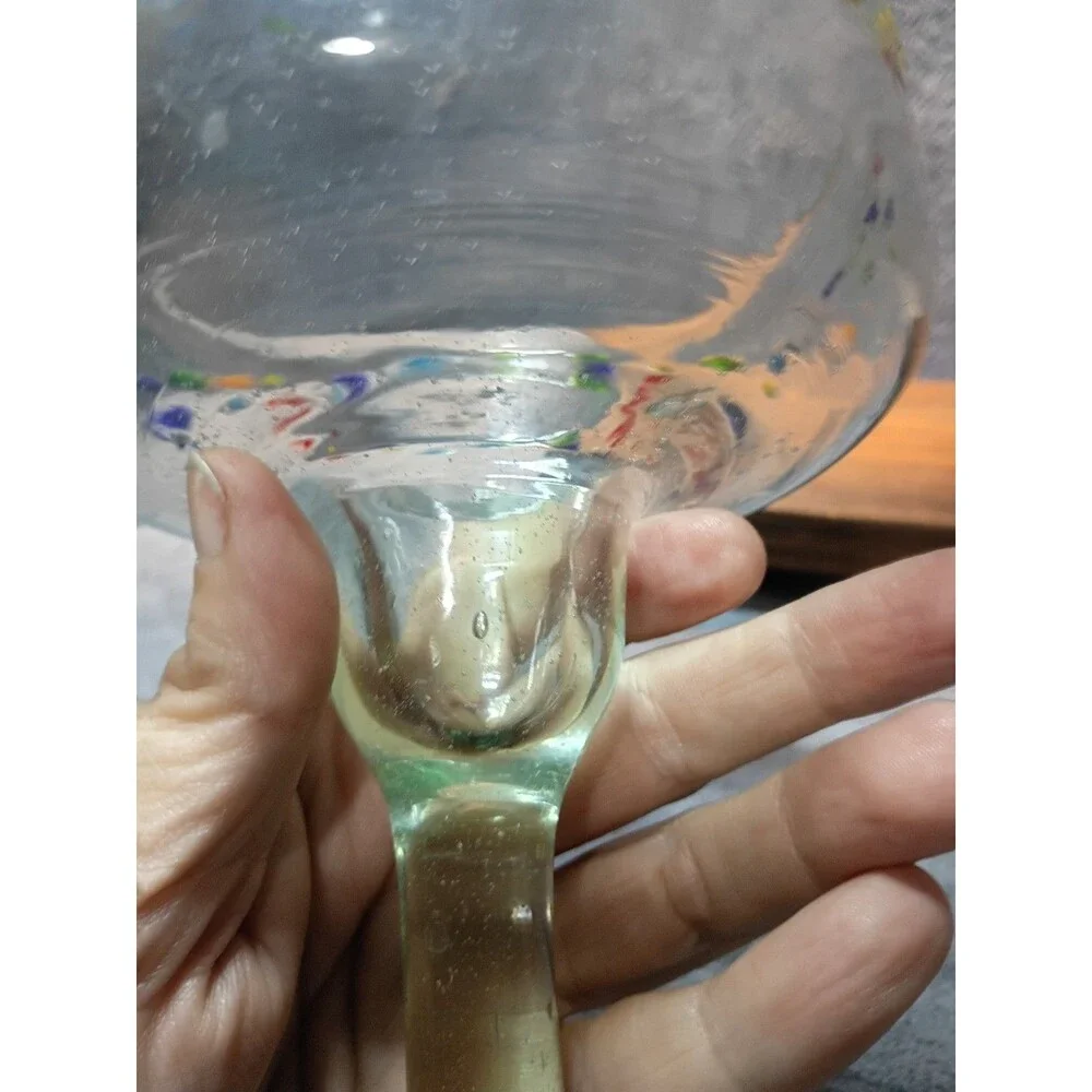 Handmade Mexican Recycled Glass Margarita Glasses Set of 4 Amici Confetti